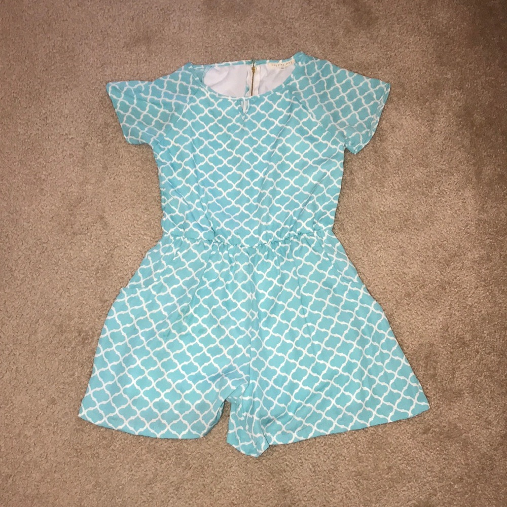 Teal and white romper!